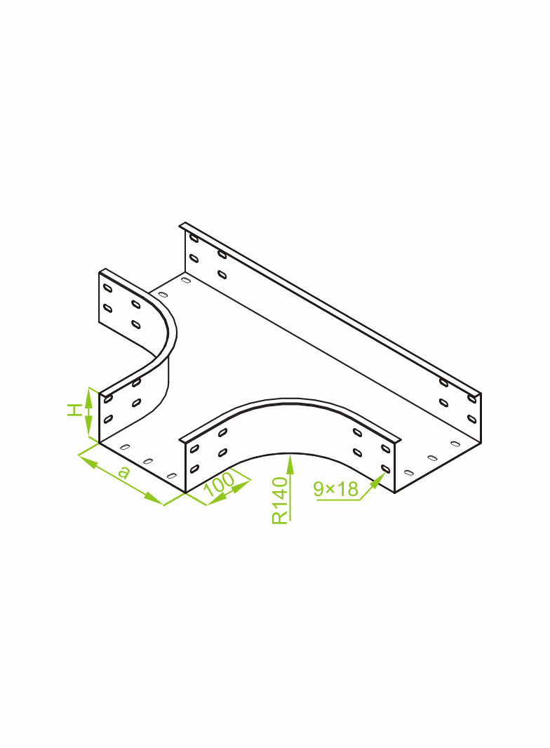 TKZC100H100 Trójnik korytka 2,0 mm