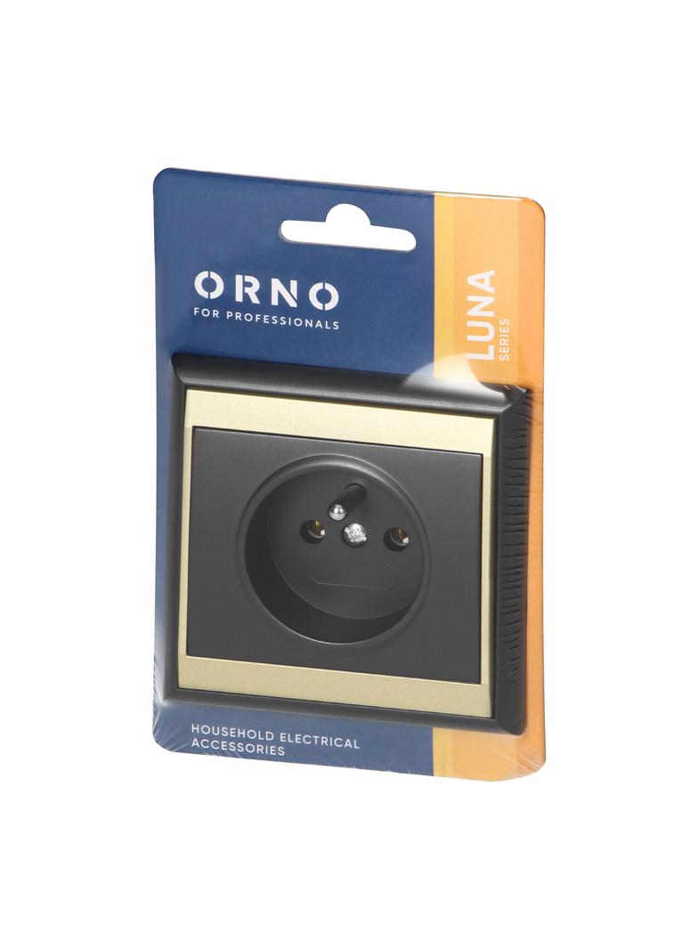 Gniazdo pojedyncze podtynkowe 2P+Z Luna, 16A, 250V, PT-16L, czarny/złoty OR-OE-7605/BC ORNO