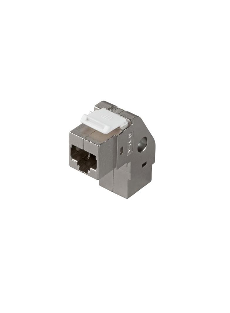 Adapter RJ45 kat. 6A STP Keystone Snap-In 90° kątowy metalowa obudowa