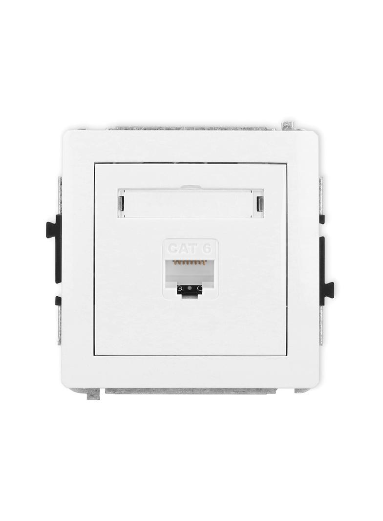 DECO Mechanizm gniazda komputerowego pojedynczego 1xRJ45, kat. 6, 8-stykowy biały