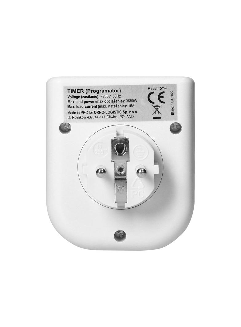 Elektroniczny programator czasowy z górnym wyświetlaczem LCD, 230 VAC 3680W, 16 punktów przełączenia DT-4 ORNO