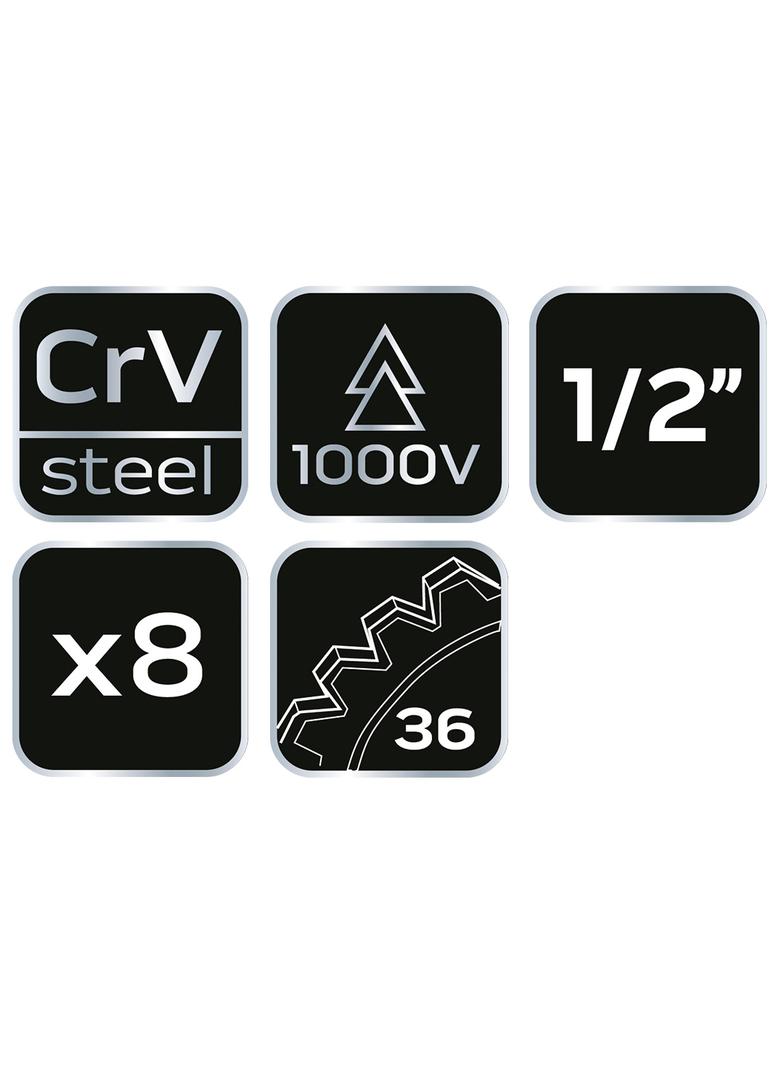 Klucze nasadowe 1000V, 8 szt..