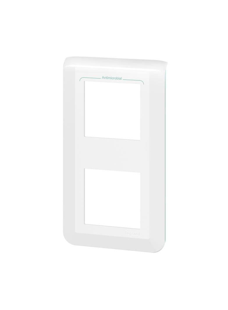 Mosaic Ramka Podwójna Pionowa - 2x2 Moduły Biała Antybakteryjna Do Uchwytu Nr Ref 0802 52/58 Legran 078723L LEGRAND