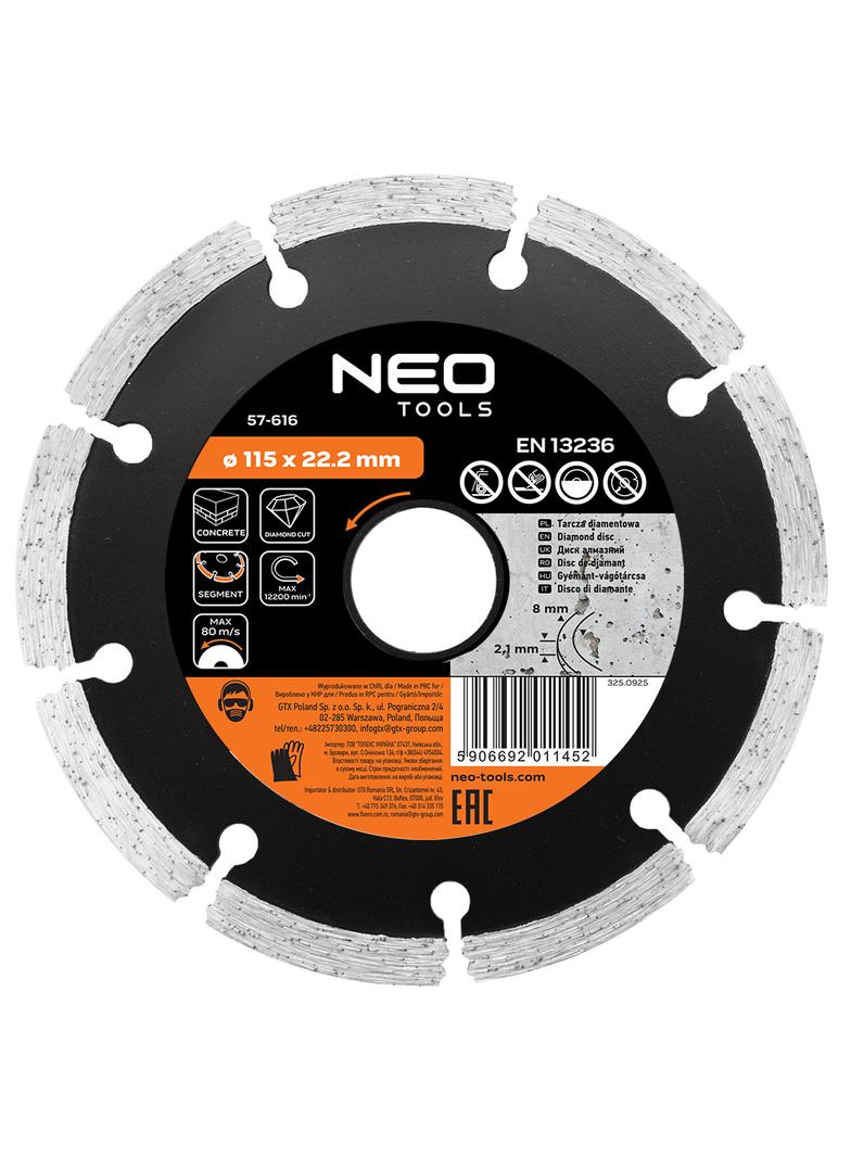 Tarcza diamentowa 115 x 22.2 mm, segmentowa