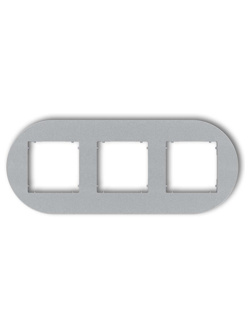 MINI Ramka uniwersalna potrójna okrągła z tworzywa srebrny metalik