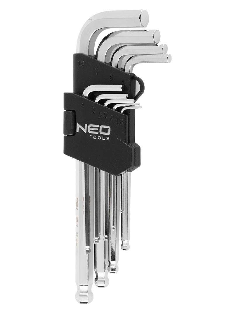 Klucze sześciokątne z końcówką kulistą, z magnesem, zestaw 9 szt.