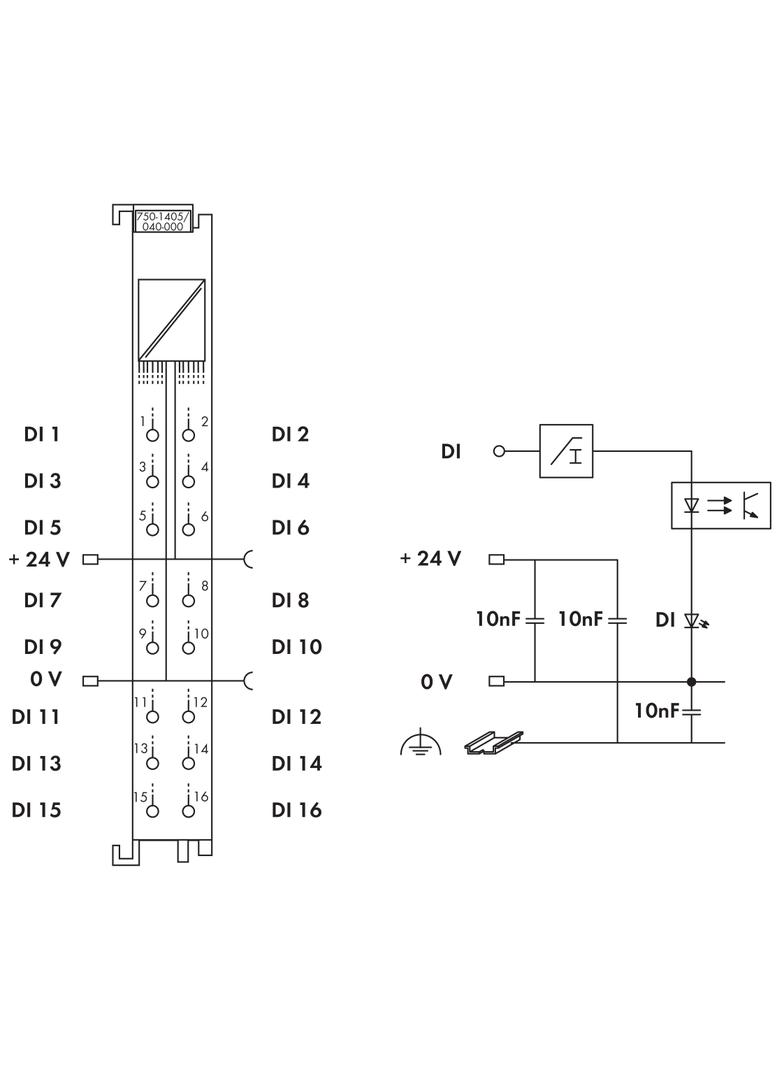 moduł wejść dwustanowych 16-kanałowy 24 V DC