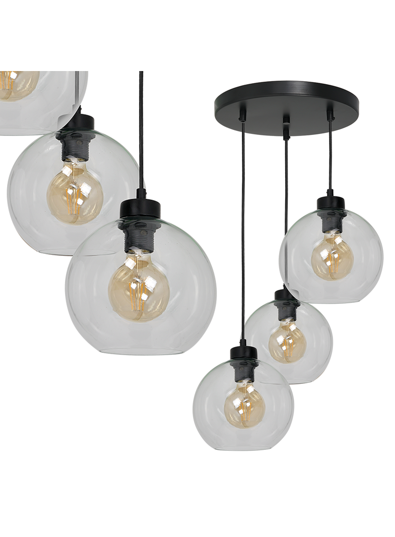 Milagro lampa wisząca Sofia Clear 3xE27 czarna MLP6582