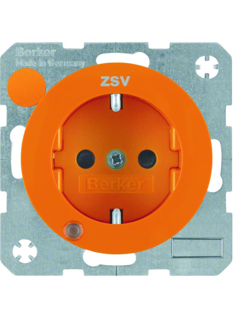 BERKER R.1/R.3 Gniazdo SCHUKO z diodą kontrolną LED pomarańczowy 41102007 HAGER