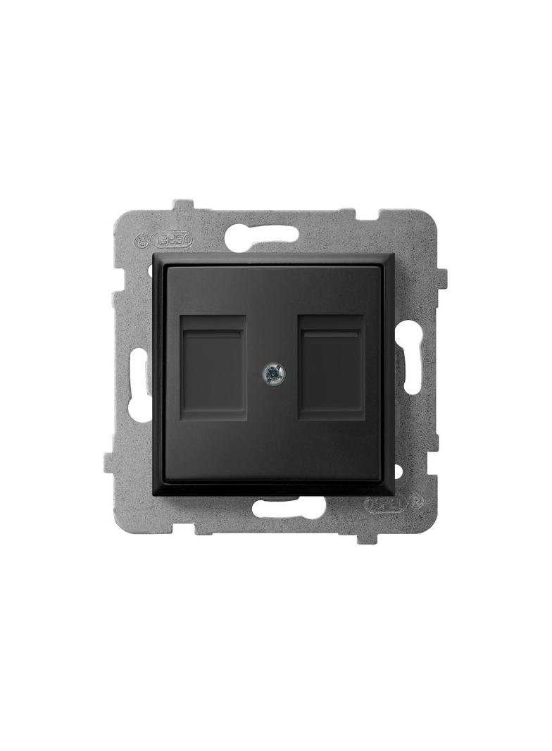 ARIA Obudowa gniazda podwójnego z przesłoną typu Keystone prosta - kolor czarny metalik