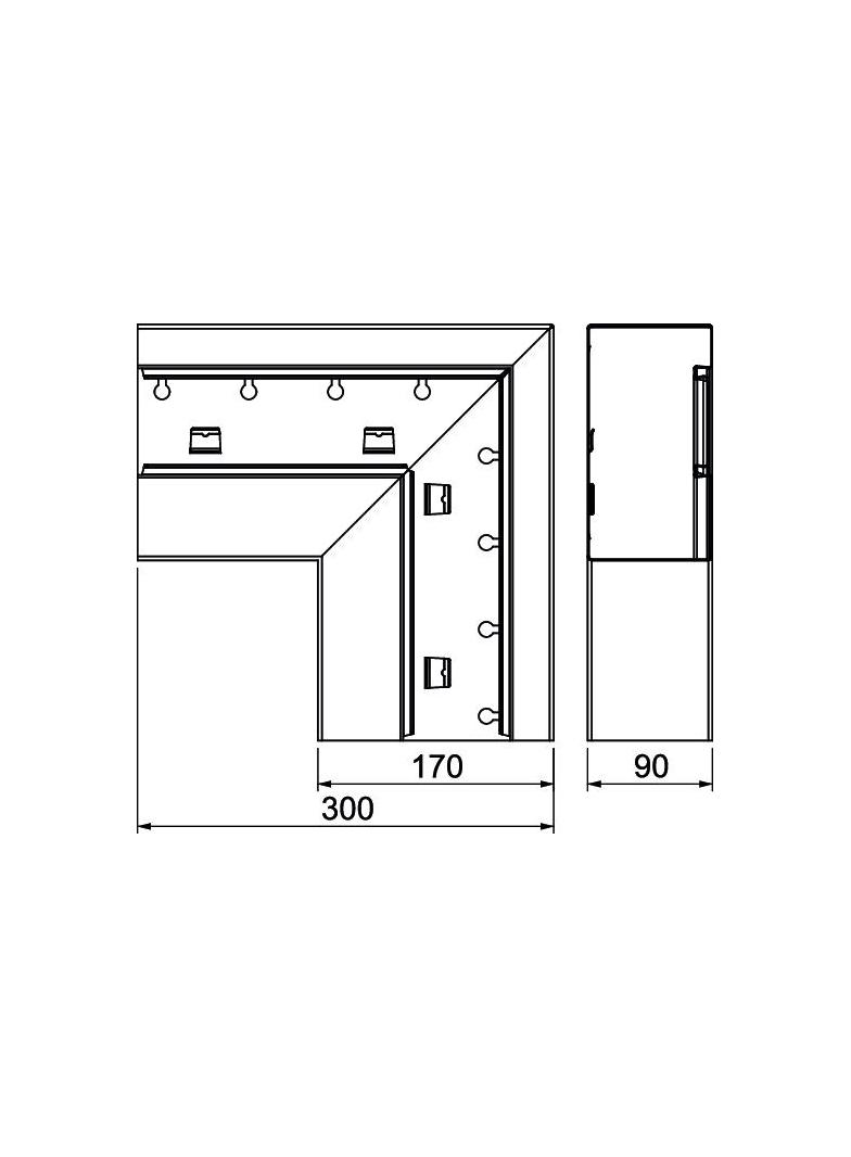 GS-AFF90170RW, Naroże płaskie 90X170 CZ.B.