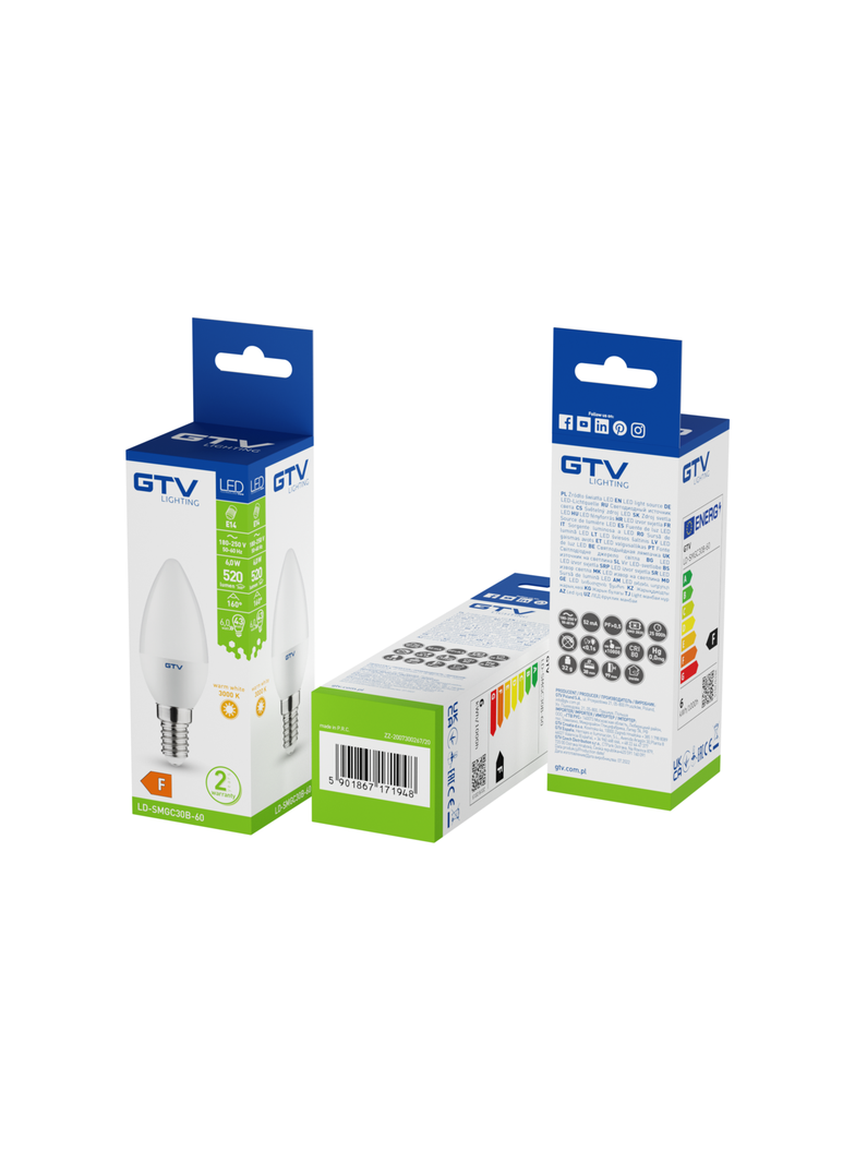 ŻARÓWKA LED, C30, 14 LED SMD 2835, CIEPŁY BIAŁY, E14, 6W, AC220-240V, KĄT ŚWIECENIA 160*, 470LM