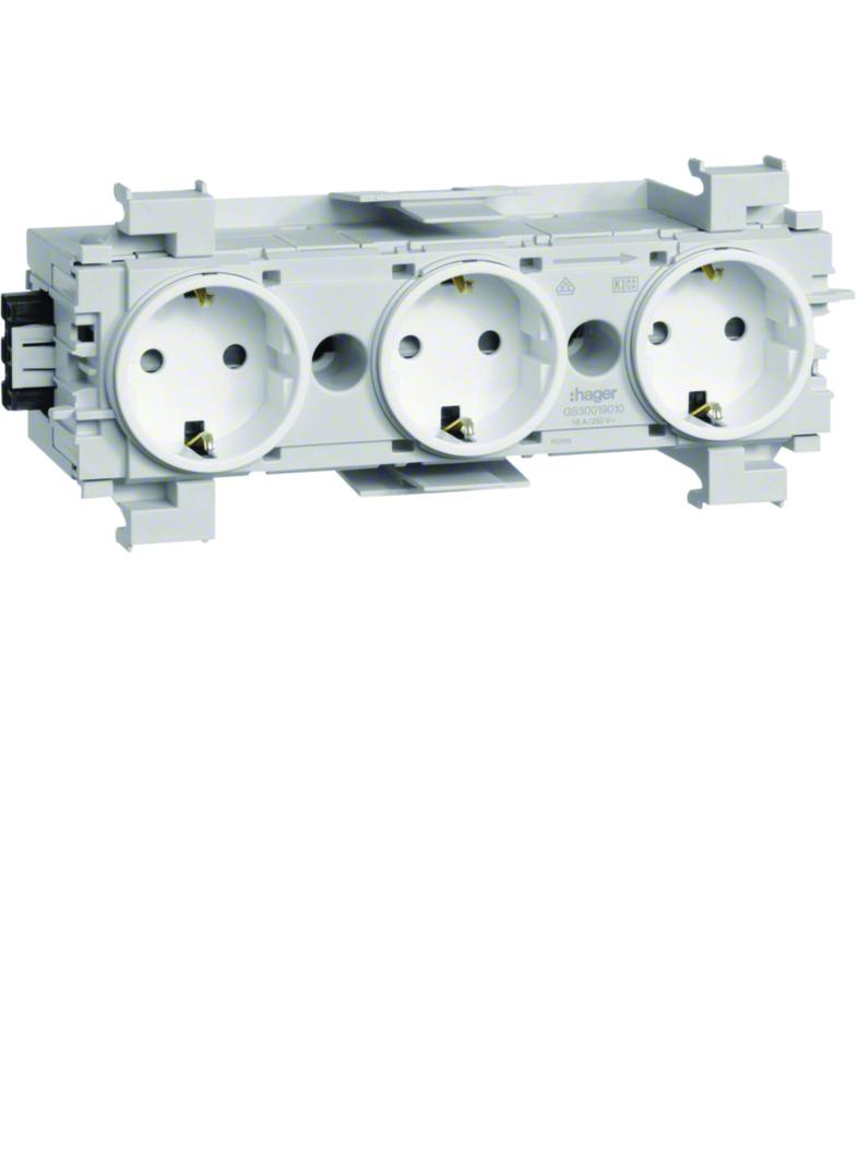 tehalit.WA Gniazdo SCHUKO 3-krotne połączenie WAGO montaż krawędziowy biały