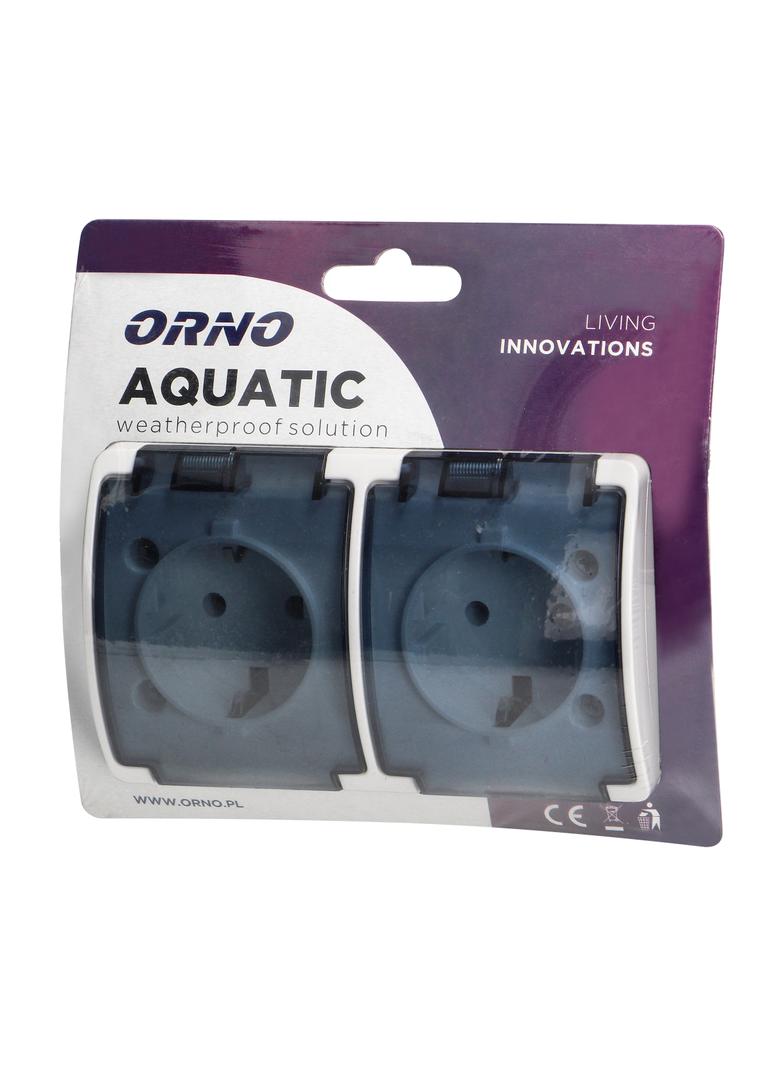 Gniazdo podwójne 2x2P+Z Schuko AQUATIC IP44 biały dymiony OR-OE-7106(GS)/WT ORNO