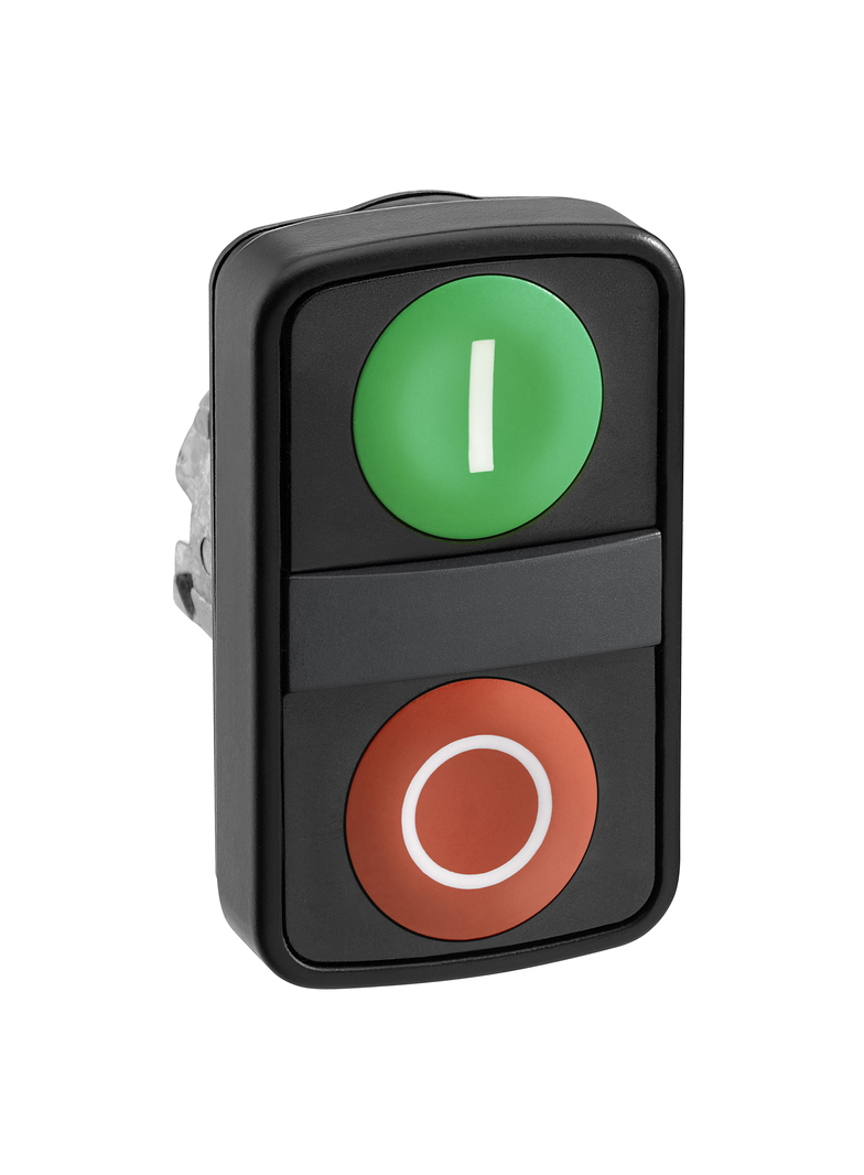 Harmony XB4 Napęd przycisku dwuklawiszowego płaski/wystający O22 zielony/czerwony metalowy ZB4BL7341