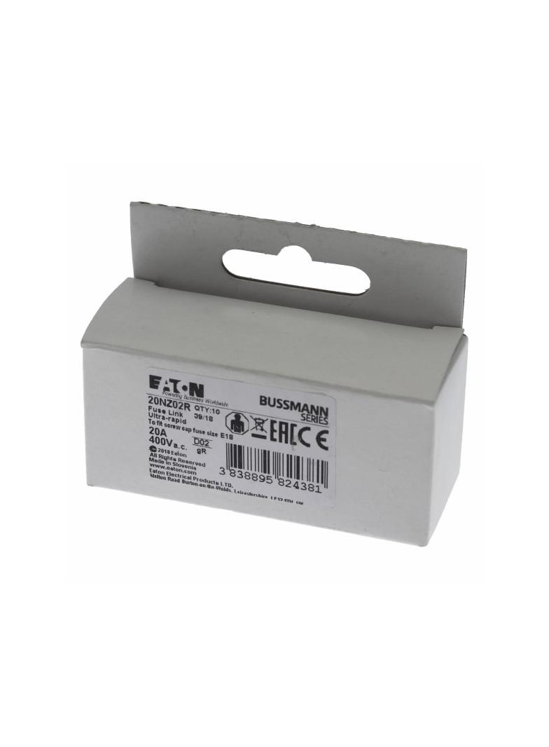 FUSE-D02 20A GR 400VAC E18 Wkładka D02 20A GR 400VAC E18 20NZ02R EATON