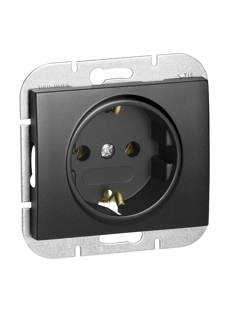 Gniazdo pojedyncze podtynkowe 2P+Z Schuko Onyx, 16A, 250V, PT-17O, czarny OR-OE-7505(GS)/B ORNO
