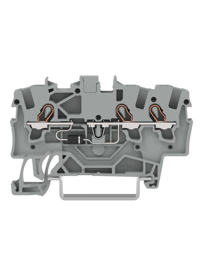 Złączka szynowa diodowa 3‑przewodowa 1,5mm2 szara 1N4007 2001‑1311/1000‑410 /100szt./ WAGO