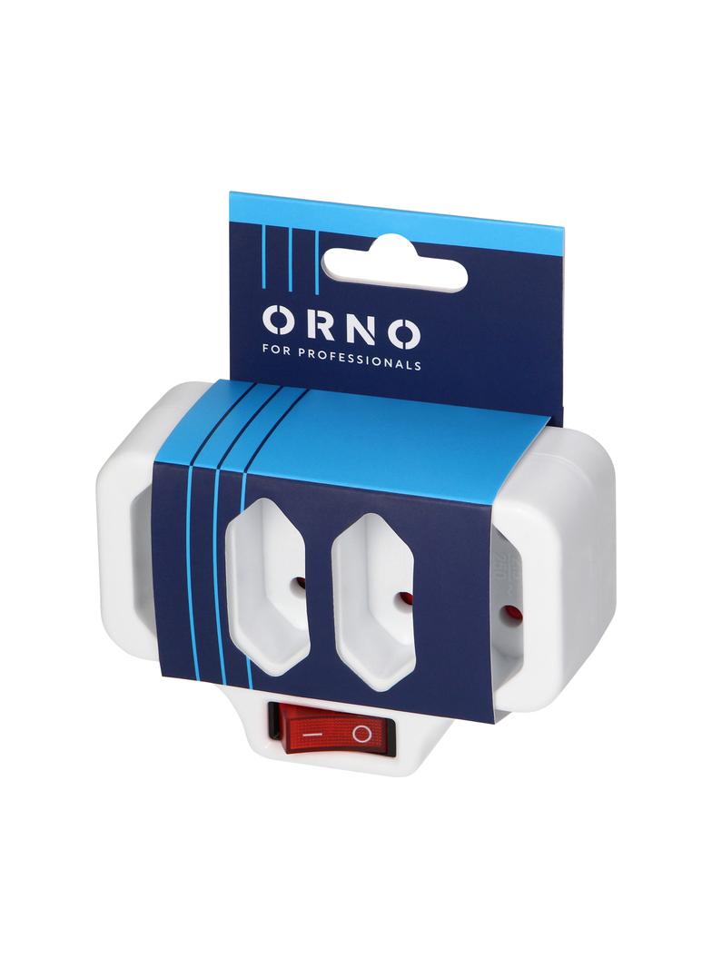 Rozgałęźnik 4x2P/II z włącznikiem, biały OR-AE-13255 ORNO