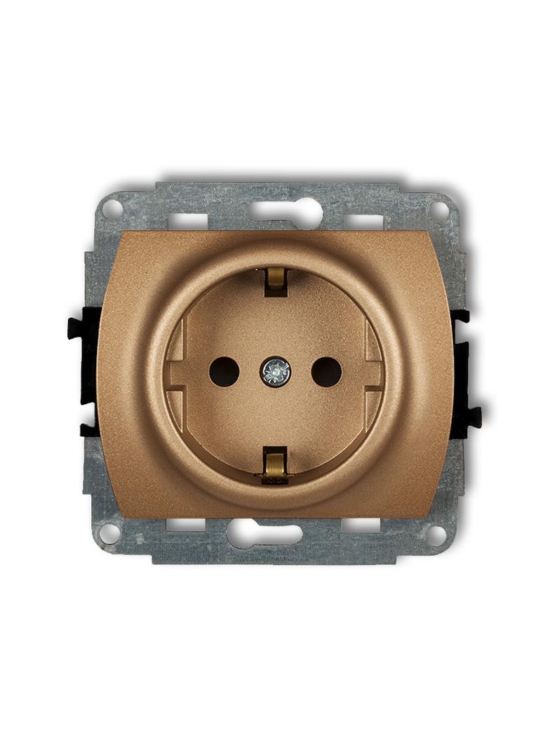 TREND Mechanizm gniazda pojedynczego z uziemieniem SCHUKO 2P+Z (przesłony torów prądowych) złoty met