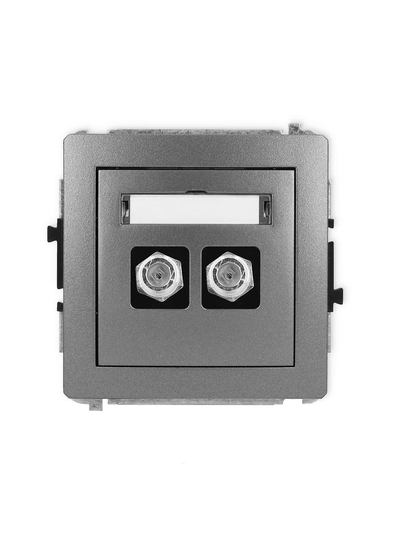 DECO Mechanizm gniazda antenowego podwójnego typu F (SAT) niklowany grafitowy