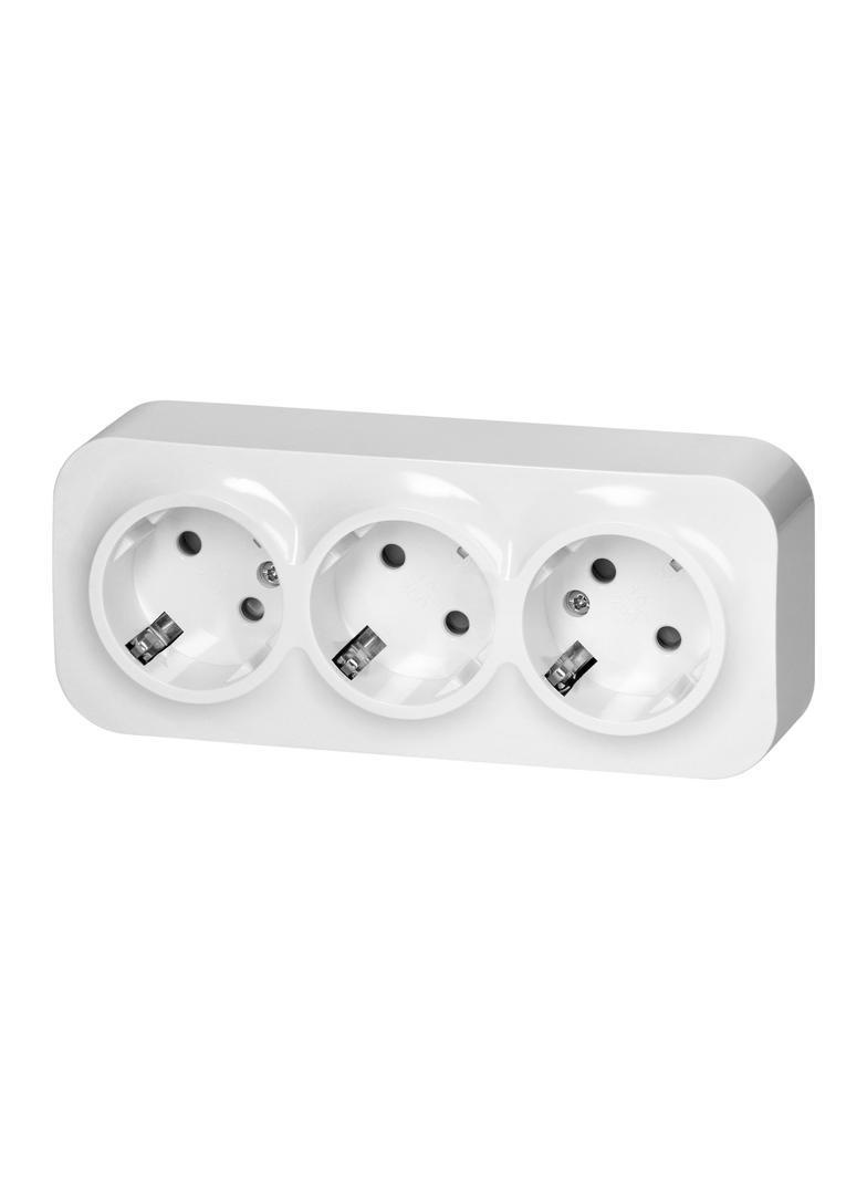 Gniazdo potrójne natynkowe ToDo 2P+Z Schuko IP20, 16A, 230V AC, 16A, 230V AC, biały, 10 sztuk