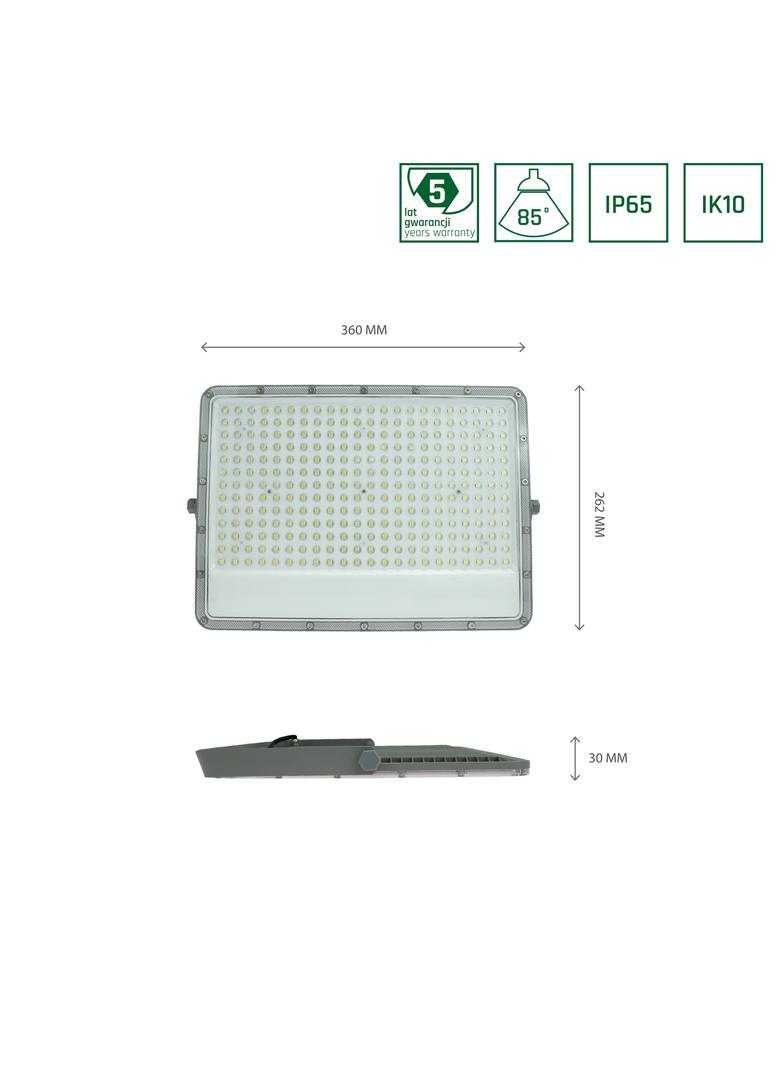 NOCTIS MAX NAŚWIETLACZ 150W NW 230V 85st IP65 360x262x30 mm SZARY 5 lat gwarancji