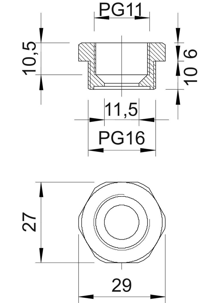 107/R, REDUKCJE PG16-11 POLIAMID SZA