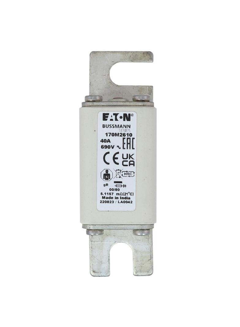 40A 690V IEC gR 00/80 SQ. BODY IND. FUSE Wkładka szybka 40A AC 690V DIN 00 30x51x100 mm g 170M2610 E