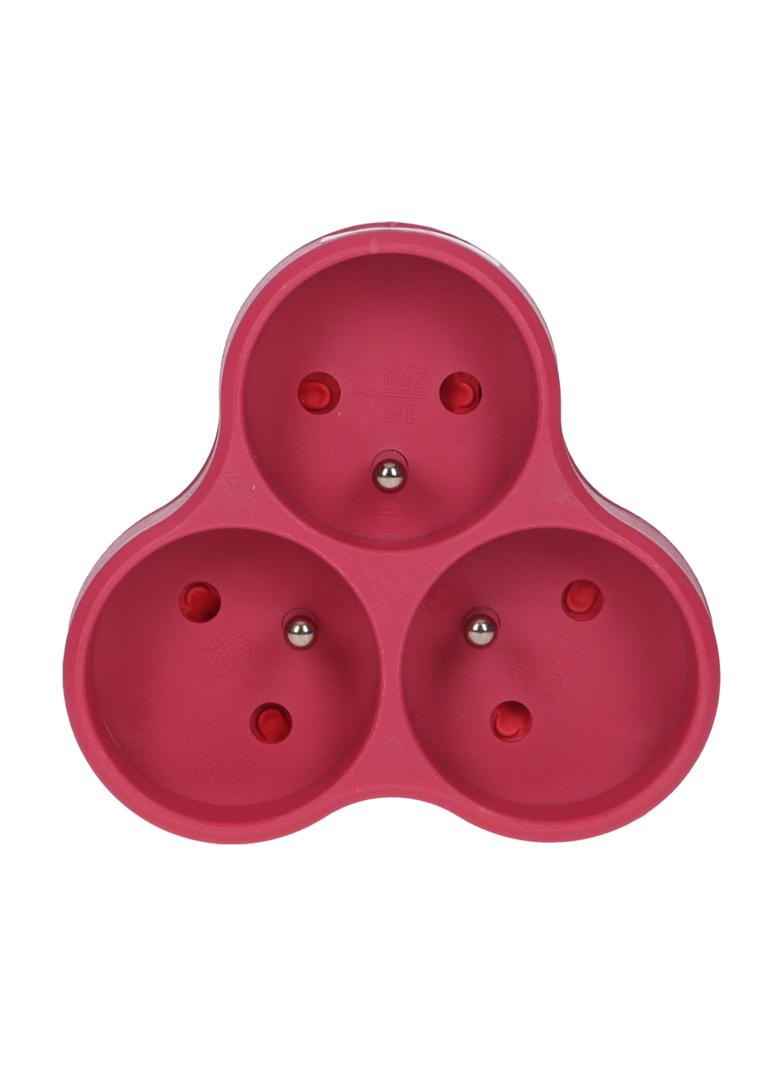 Rozgałęźnik 3x2P+Z różowy OR-AE-13134/P ORNO