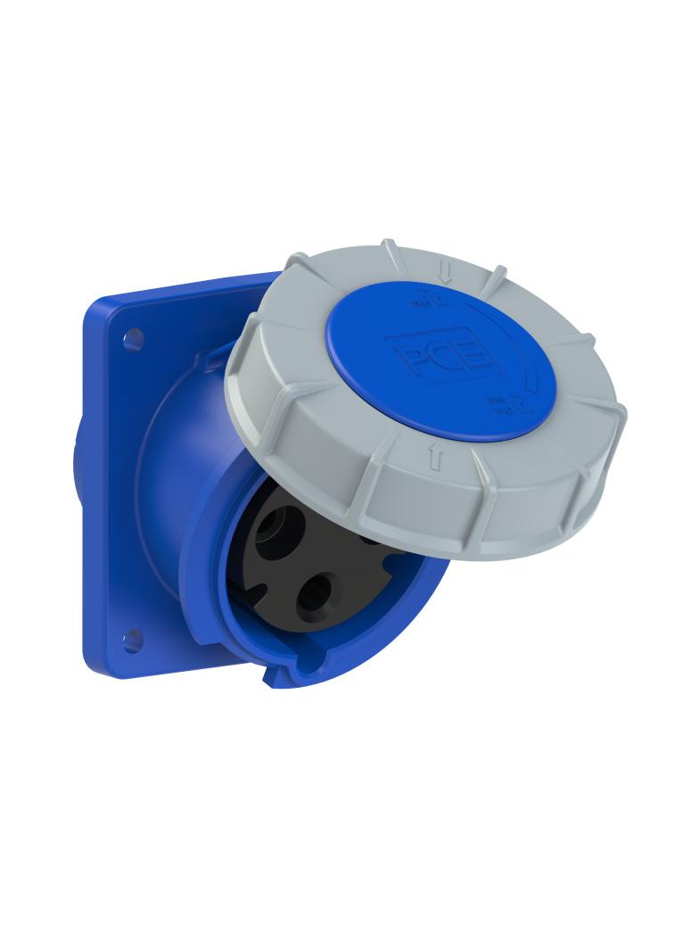 GNIAZDO TABLICOWE SKOŚNE POWER TWIST  63A 230V 2P+Z 100x112mm  IP67