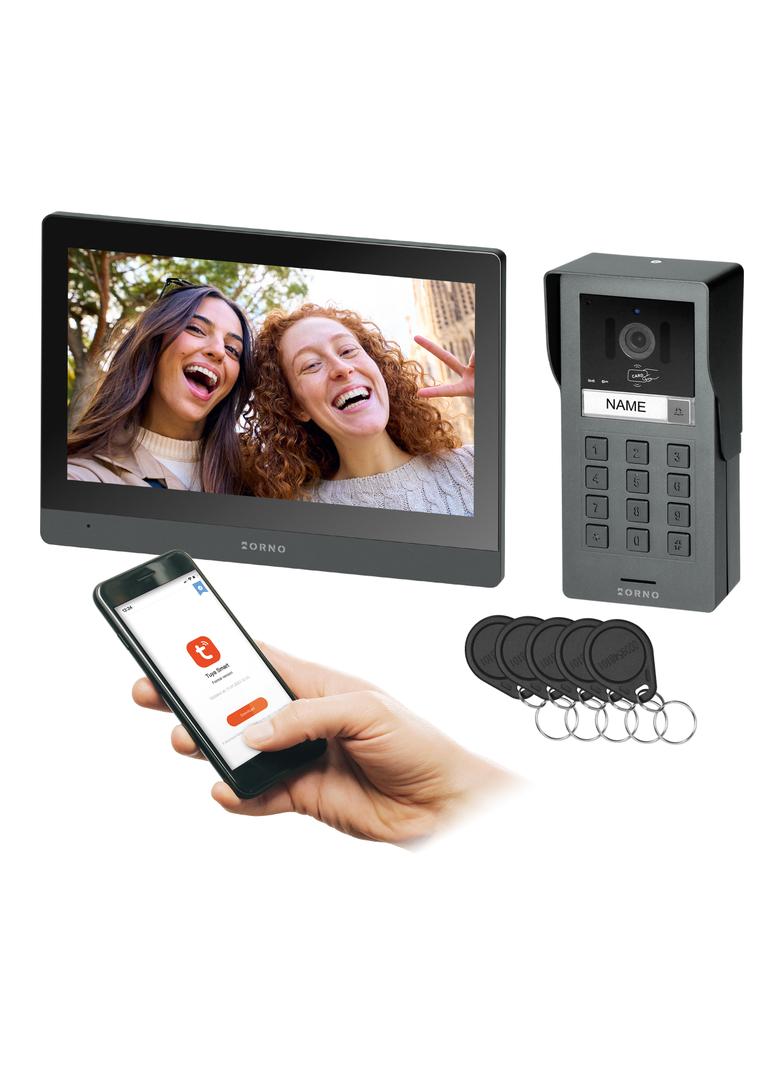 GADI, zestaw wideodomofonowy jednorodzinny, 2-żyłowy, 10", Wi-Fi, ekran dotykowy, Full HD, RFID 125k