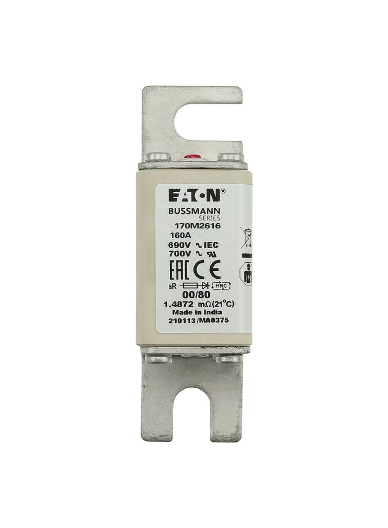 160A 690V aR 00/80 SQ. BODY IND. FUSE Wkładka szybka 160A AC 690V DIN 00 30x51x100 mm aR, 170M2616 E