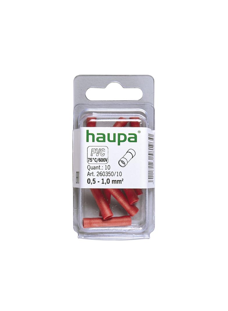 Złączka doczołowa izol. 0,5-1,0 mm PVC czerwona 260350/10 HAUPA