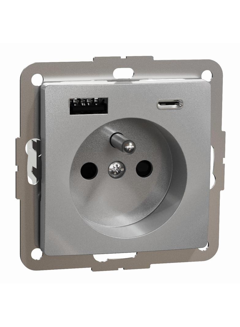 Gn.2P+PE z USB A+C 3A(z.bezgw.),srebr.al SDD113072 Schneider