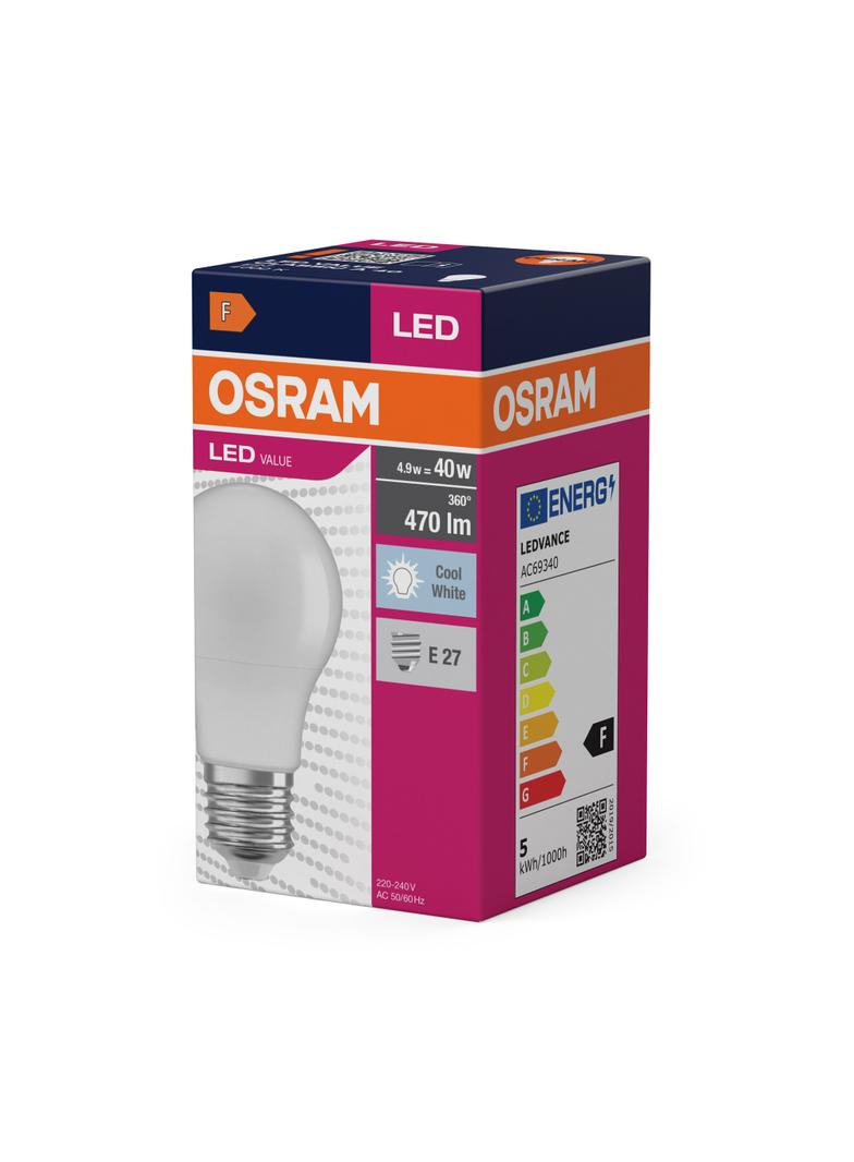 Żarówka LED E27 4,9/40W 470lm 200° 4000K neutralna biel VALUE OSRAM