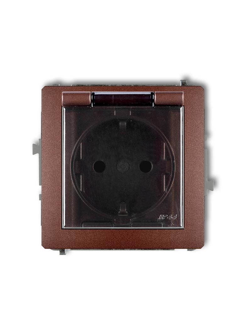 DECO Mechanizm gniazda bryzgoszczelnego z uziemieniem SCHUKO 2P+Z (klapka dymna, przesłony torów prą