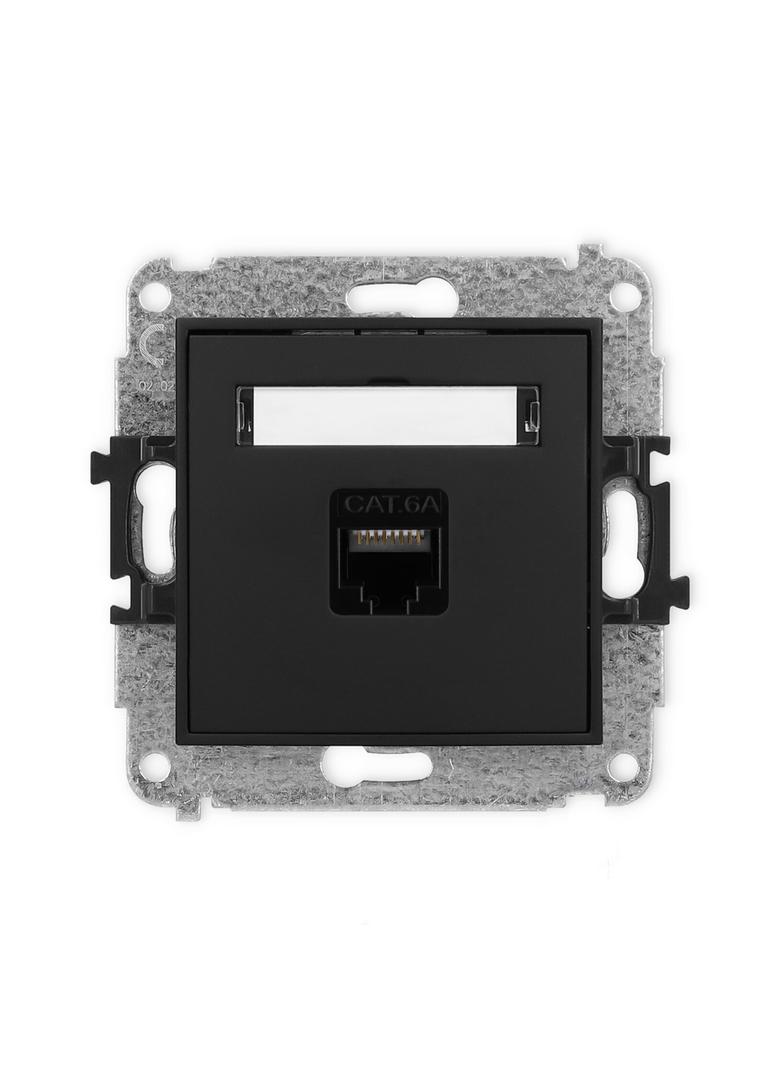 ICON Mechanizm gniazda komputerowego pojedynczego 1xRJ45, kat. 6A, 8-stykowy czarny mat