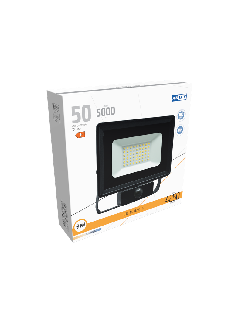 NAŚWIETLACZ LED XENO3 50W Z CZUJNIKIEM RUCHU IP65 100LM/W NEUTRALNY BIAŁY ANLUX