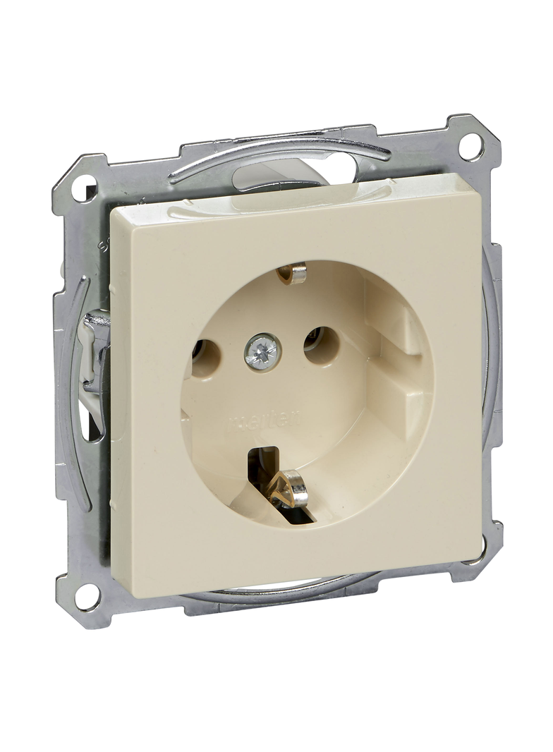 Gniazdo wtykowe SCHUKO, zaciski bezśrubowe, kremowy, połysk, system M
