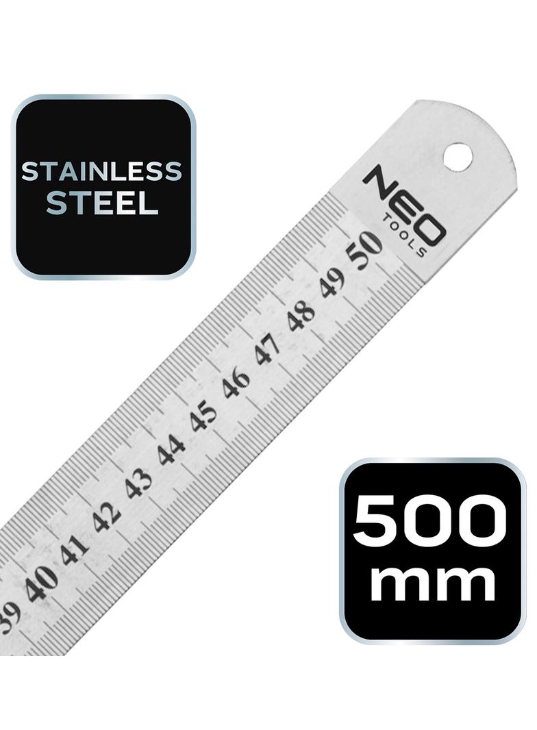 Przymiar liniowy 50 cm, stal nierdzewna