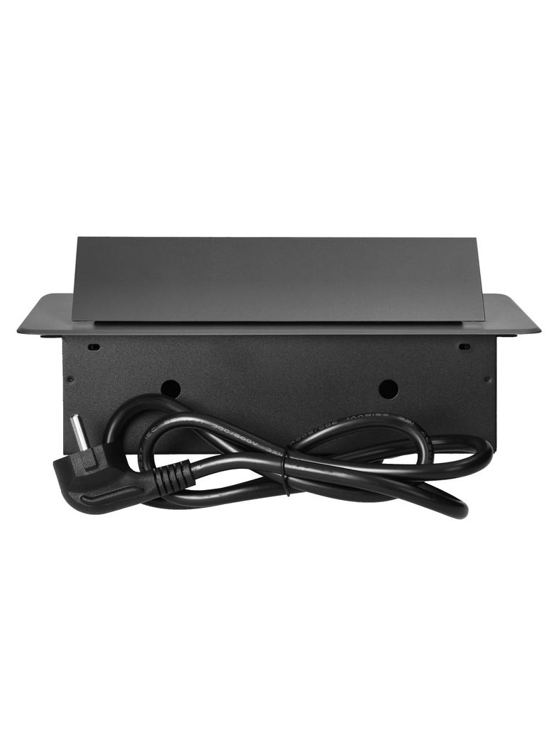 Gniazdo meblowe wpuszczane w blat z płaskim frezowanym rantem i przewodem 1,5m, 3x2P+Z, grafitowe