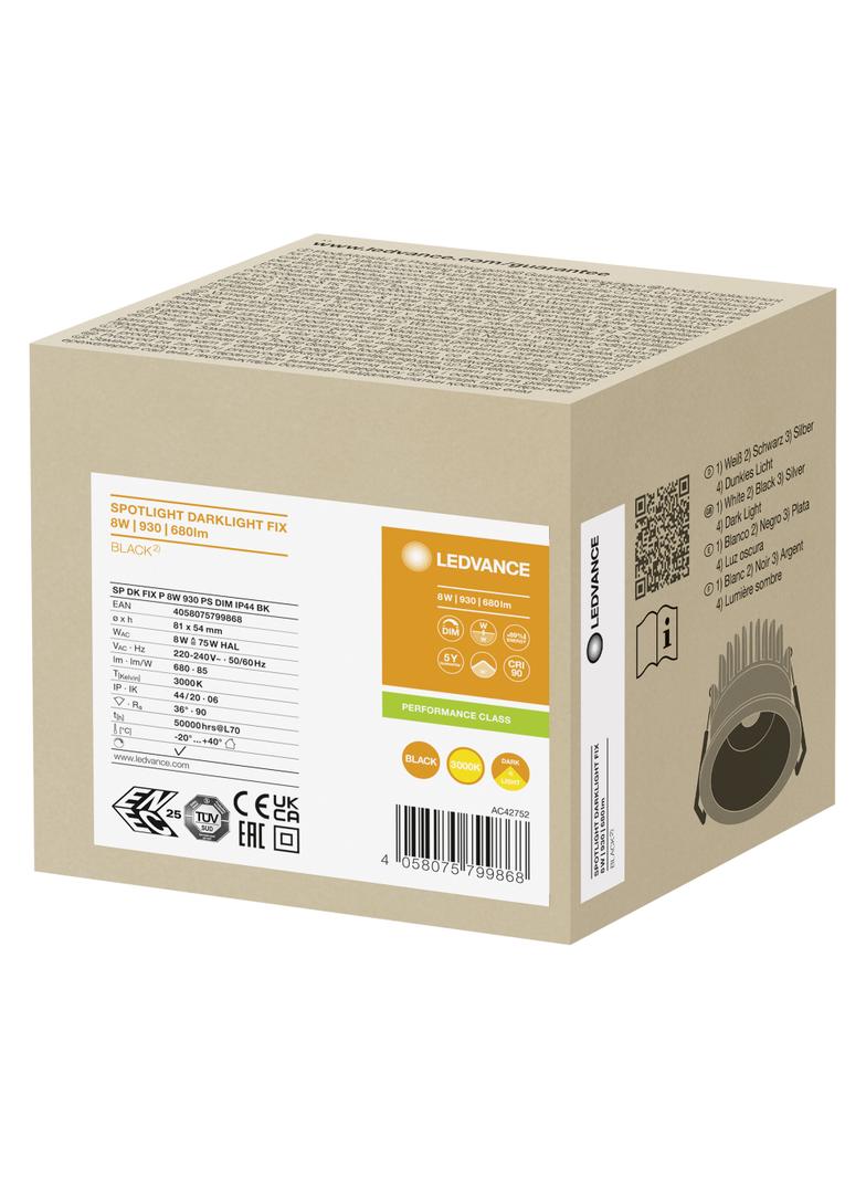 SP DK FIX P 8W 930 PS DIM IP44 BK LEDVANCE