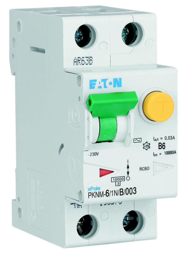 Wyłącznik różnicowo-nadprądowy 2P 6A B 0,03A typ AC PKNM 6/1N/B/003 236007 EATON