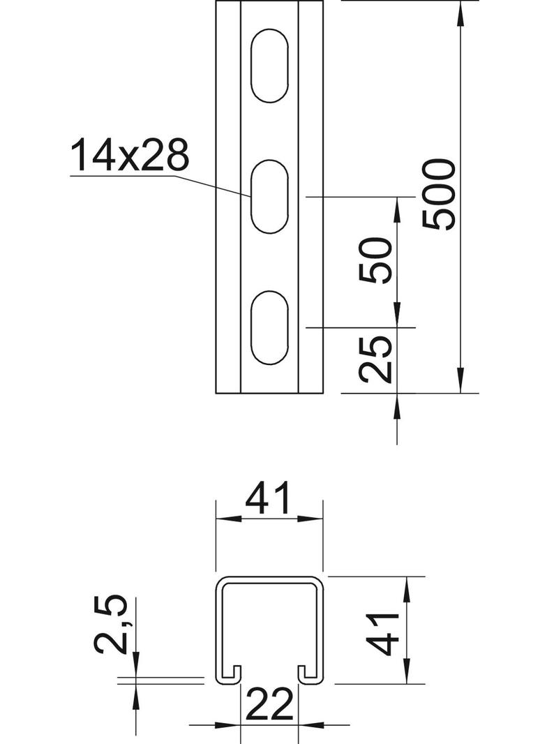 MS 41, SZYNY MONTAŻ.HL41-41 500MM FT