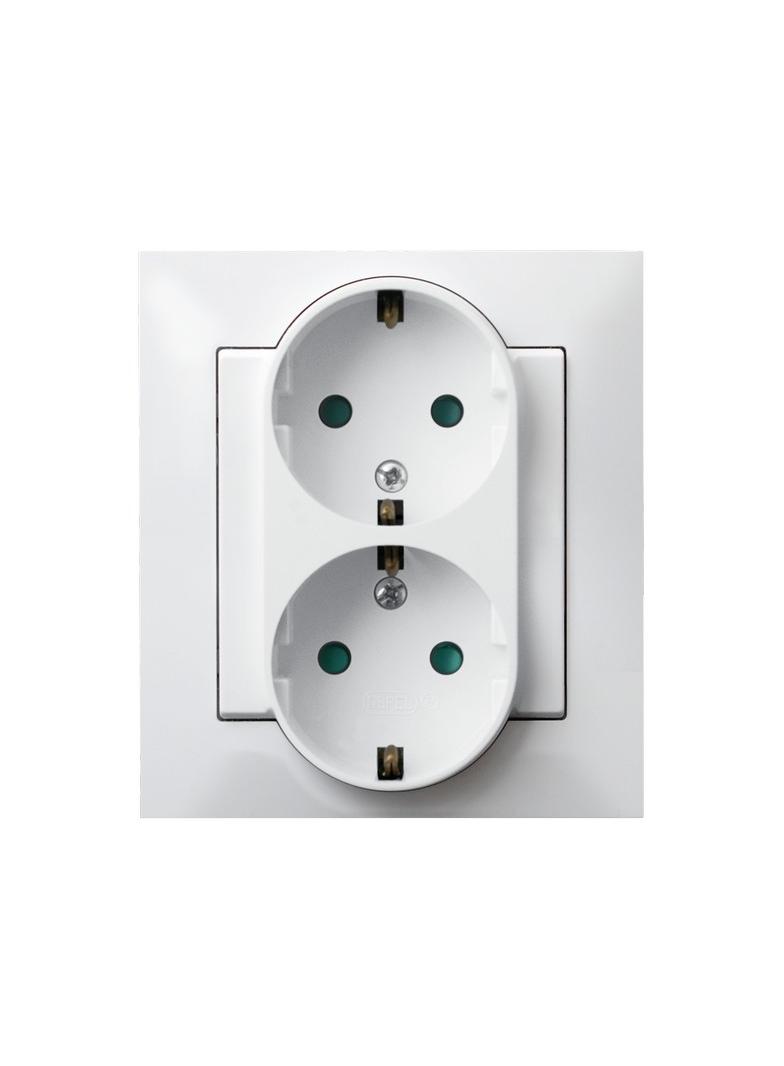 IMPRESJA Gniazdo podwójne z uziemieniem schuko z przesłonami torów prądowych, kompletne z ramką - ko