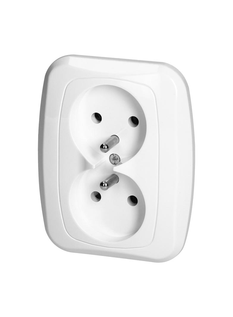 Gniazdo podwójne podtynkowe 2x2p+Z 16A, 250V, ATUT, biały