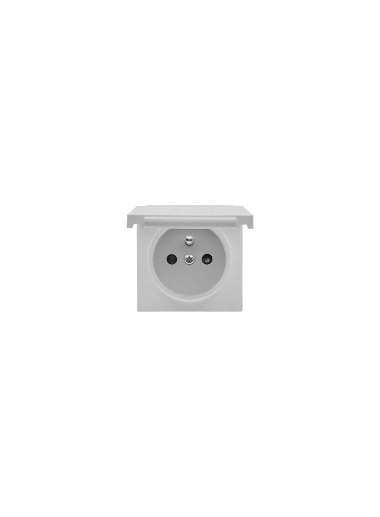 Simon 55 Pokrywa gniazda wtyczkowego pojedynczego z klapkąW kolorze pokrywy do: SGZ1CM SGZ1M Aluminium mat TGZ1BUZP/143 KONTAKT