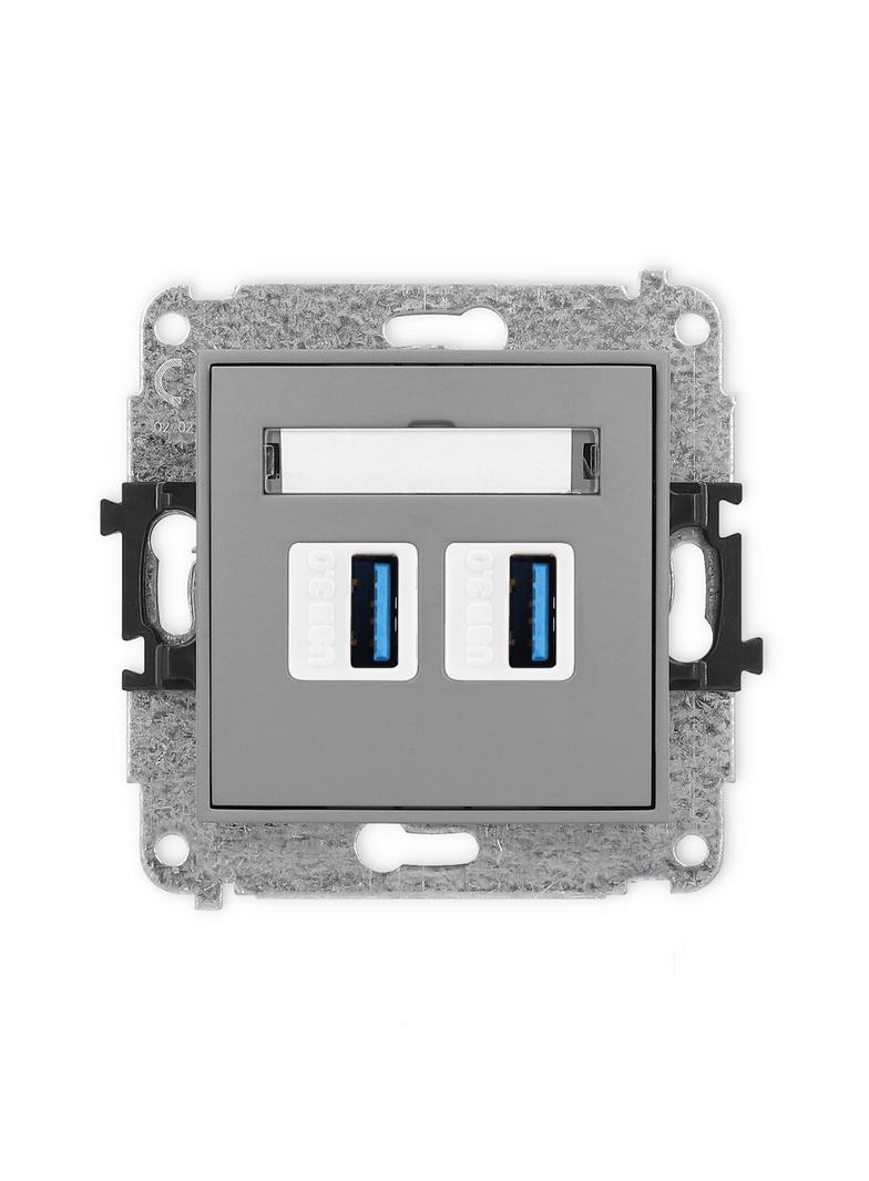 MINI Gniazdo podwójne 2xUSB A-A 3.0 szary mat 27MGUSB-6 KARLIK