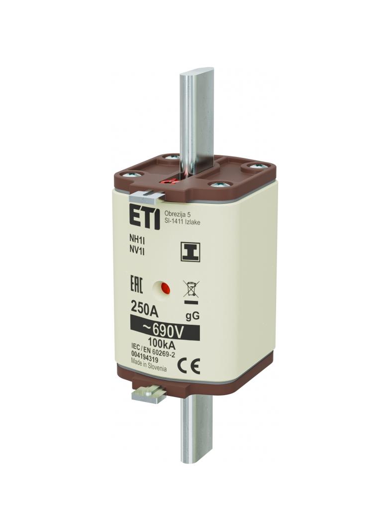 Wkładka topikowa NH zwłoczna KOMBI Zaczepy izolowane NH1 I gG 250A 690V 004194319 ETI